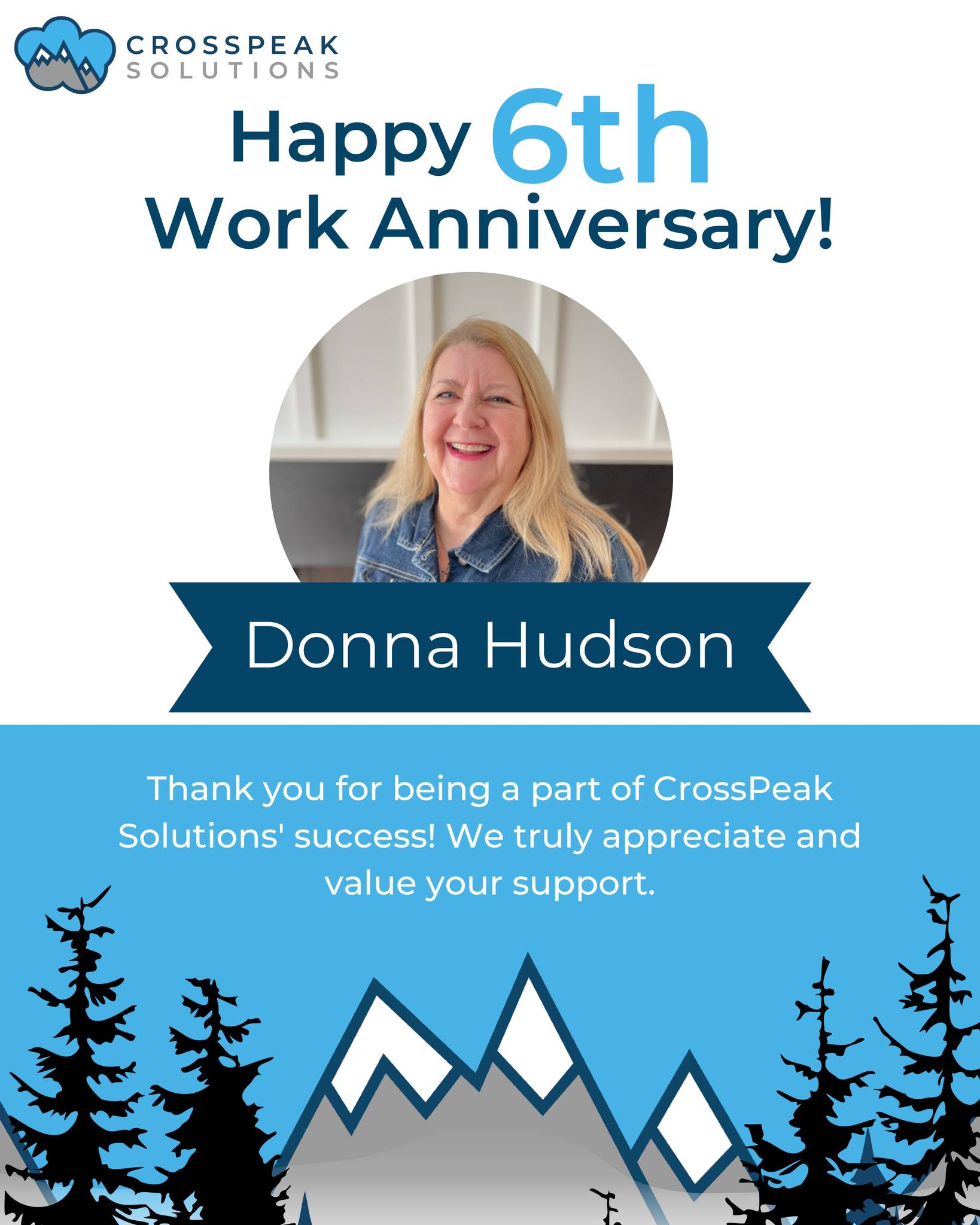 Donna Hudson celebrates a work anniversary