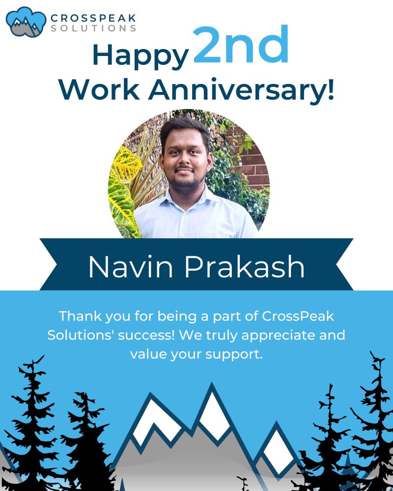 Navin Prakash R celebrates a 2nd work anniversary